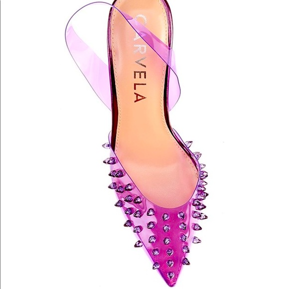 New Carvela Lápiz Clear Studded Sling Pumps - Picture 6 of 15